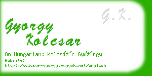 gyorgy kolcsar business card